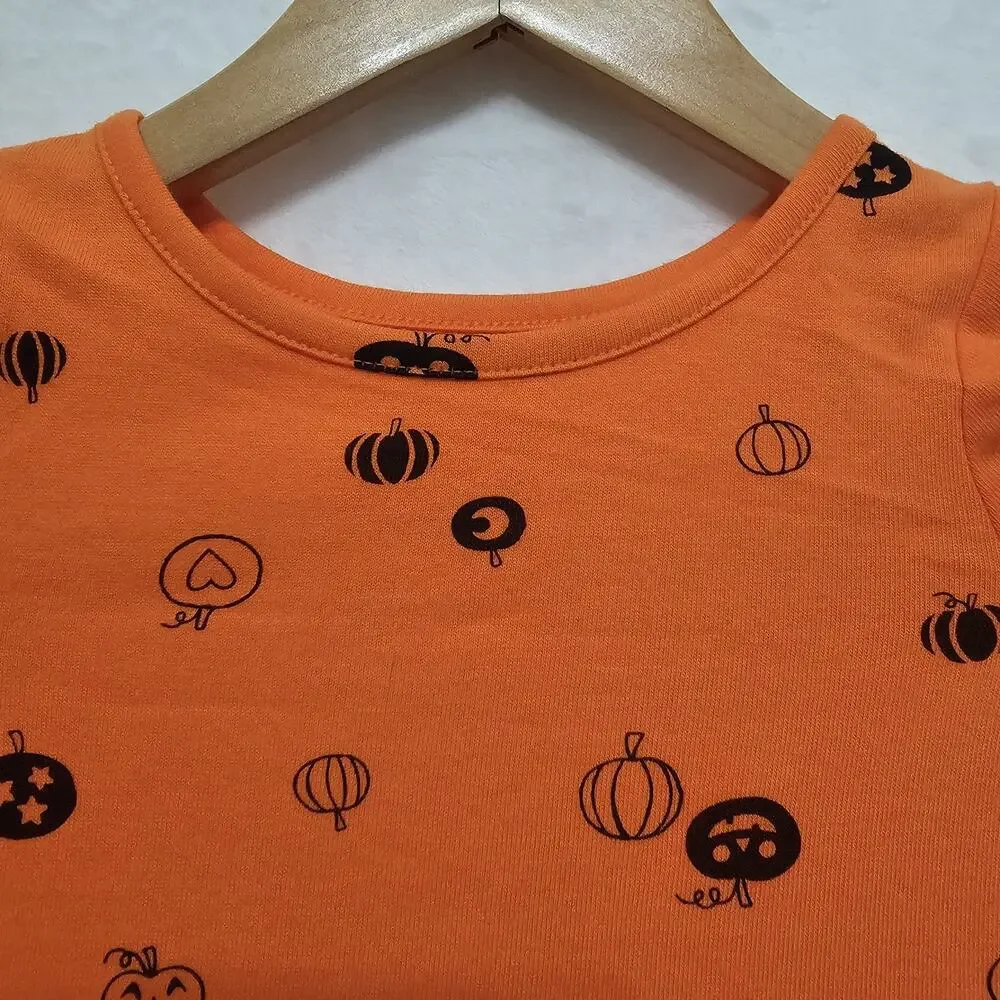 NWT Girls Dress Sz 2T Long Sleeve Fall Halloween Orange Pumpkin Kidcore Autumn